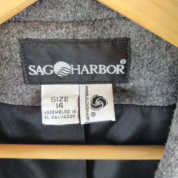 Sag Harbor Womens Gray One Button Wool Blend Blazer Jacket - Picture 9 of 12